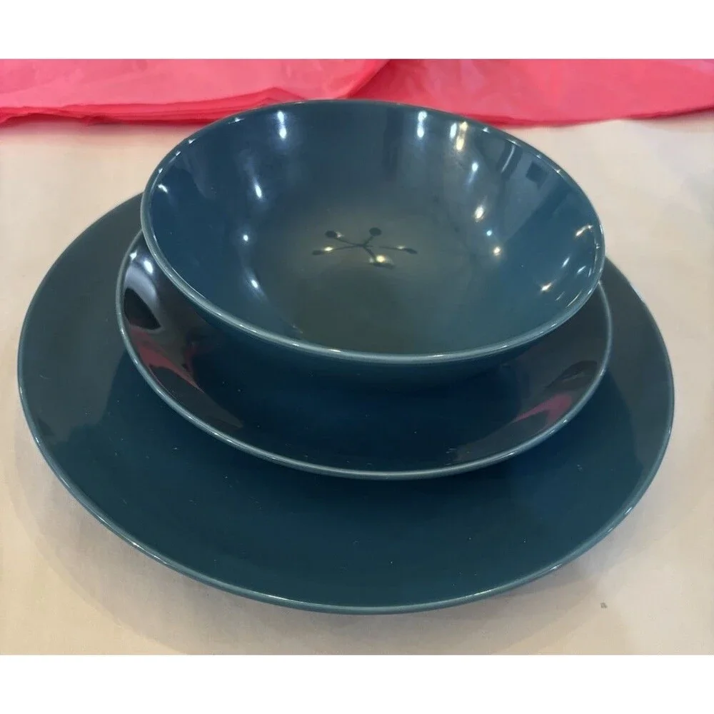 IKEA Fargrik Dark Turquoise 10866 Set Of 4 Dinner Plates 4 Salad Plates 4 Bowls